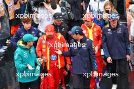 (L to R): Fernando Alonso (ESP) Aston Martin F1 Team, Carlos Sainz Jr (ESP) Ferrari; and Sergio Perez (MEX) Red Bull Racing, on the drivers' parade. 03.11.2024. Formula 1 World Championship, Rd 21, Brazilian Grand Prix, Sao Paulo, Brazil, Race Day.