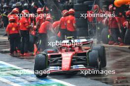 Carlos Sainz Jr (ESP) Ferrari SF-24 makes a pit stop. 03.11.2024. Formula 1 World Championship, Rd 21, Brazilian Grand Prix, Sao Paulo, Brazil, Race Day.