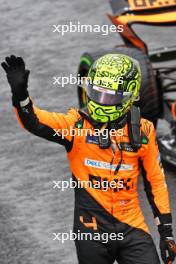 Lando Norris (GBR) McLaren celebrates his pole position in qualifying parc ferme. 03.11.2024. Formula 1 World Championship, Rd 21, Brazilian Grand Prix, Sao Paulo, Brazil, Race Day.