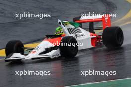 Lewis Hamilton drives Ayrton Senna's 1990 title winning car 03.11.2024. Formula 1 World Championship, Rd 21, Brazilian Grand Prix, Sao Paulo, Brazil, Race Day.