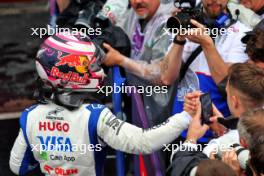 Liam Lawson (NZL) RB celebrates his fourth position in qualifying parc ferme with the team. 03.11.2024. Formula 1 World Championship, Rd 21, Brazilian Grand Prix, Sao Paulo, Brazil, Race Day.