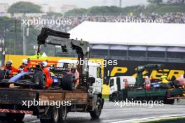 The Williams Racing FW46s of Alexander Albon (THA) and Franco Colapinto (ARG) are recovered back to the pits on the backs of trucks after they crashed during qualifying. 03.11.2024. Formula 1 World Championship, Rd 21, Brazilian Grand Prix, Sao Paulo, Brazil, Race Day.