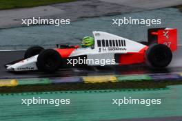 Lewis Hamilton drives Ayrton Senna's 1990 title winning car 03.11.2024. Formula 1 World Championship, Rd 21, Brazilian Grand Prix, Sao Paulo, Brazil, Race Day.