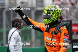 Lando Norris (GBR) McLaren celebrates his pole position in qualifying parc ferme. 03.11.2024. Formula 1 World Championship, Rd 21, Brazilian Grand Prix, Sao Paulo, Brazil, Race Day.