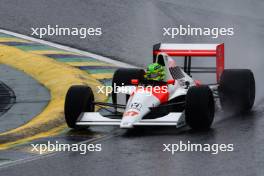 Lewis Hamilton drives Ayrton Senna's 1990 title winning car 03.11.2024. Formula 1 World Championship, Rd 21, Brazilian Grand Prix, Sao Paulo, Brazil, Race Day.