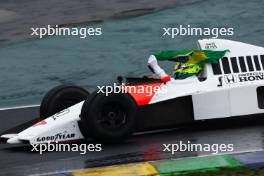 Lewis Hamilton drives Ayrton Senna's 1990 title winning car 03.11.2024. Formula 1 World Championship, Rd 21, Brazilian Grand Prix, Sao Paulo, Brazil, Race Day.