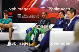 (L to R): Luca Stolz (GER); Lewis Hamilton (GBR) Mercedes AMG F1; and Franco Colapinto (ARG) Williams Racing in the FIA Press Conference. 31.10.2024. Formula 1 World Championship, Rd 21, Brazilian Grand Prix, Sao Paulo, Brazil, Preparation Day.