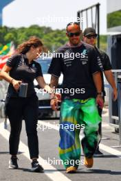 (L to R): Rosa Herrero Venegas (RSA) Mercedes AMG F1 Senior Public Relations Manager with Lewis Hamilton (GBR) Mercedes AMG F1. 31.10.2024. Formula 1 World Championship, Rd 21, Brazilian Grand Prix, Sao Paulo, Brazil, Preparation Day.