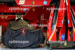 Ferrari SF-24 under covers in the pits. 31.10.2024. Formula 1 World Championship, Rd 21, Brazilian Grand Prix, Sao Paulo, Brazil, Preparation Day.