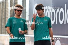 (L to R): Felipe Drugovich (BRA) Aston Martin F1 Team, Reserve and Development Programme Driver with Lance Stroll (CDN) Aston Martin F1 Team. 31.10.2024. Formula 1 World Championship, Rd 21, Brazilian Grand Prix, Sao Paulo, Brazil, Preparation Day.