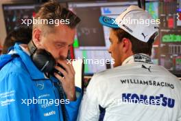(L to R): Gaetan Jego, Williams Racing Race Engineer and Logan Sargeant (USA) Williams Racing. 07.06.2024. Formula 1 World Championship, Rd 9, Canadian Grand Prix, Montreal, Canada, Practice Day.