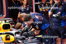 The Red Bull Racing RB20 of Max Verstappen (NLD) is worked on in the second practice session. 07.06.2024. Formula 1 World Championship, Rd 9, Canadian Grand Prix, Montreal, Canada, Practice Day.