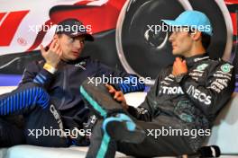 (L to R): Max Verstappen (NLD) Red Bull Racing and George Russell (GBR) Mercedes AMG F1 in the post race FIA Press Conference. 09.06.2024. Formula 1 World Championship, Rd 9, Canadian Grand Prix, Montreal, Canada, Race Day.