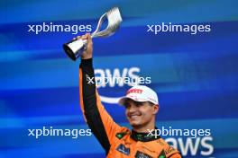 Lando Norris (GBR) McLaren celebrates his second position on the podium. 09.06.2024. Formula 1 World Championship, Rd 9, Canadian Grand Prix, Montreal, Canada, Race Day.