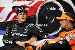 (L to R): George Russell (GBR) Mercedes AMG F1 and Lando Norris (GBR) McLaren in the post qualifying FIA Press Conference. 08.06.2024. Formula 1 World Championship, Rd 9, Canadian Grand Prix, Montreal, Canada, Qualifying Day.
