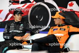 (L to R): George Russell (GBR) Mercedes AMG F1 and Lando Norris (GBR) McLaren in the post qualifying FIA Press Conference. 08.06.2024. Formula 1 World Championship, Rd 9, Canadian Grand Prix, Montreal, Canada, Qualifying Day.
