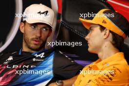 (L to R): Pierre Gasly (FRA) Alpine F1 Team and Oscar Piastri (AUS) McLaren in the FIA Press Conference. 06.06.2024. Formula 1 World Championship, Rd 9, Canadian Grand Prix, Montreal, Canada, Preparation Day.