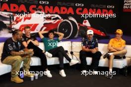 (L to R): Lewis Hamilton (GBR) Mercedes AMG F1; Nico Hulkenberg (GER) Haas F1 Team; Lance Stroll (CDN) Aston Martin F1 Team; Pierre Gasly (FRA) Alpine F1 Team; and Esteban Ocon (FRA) Alpine F1 Team, in the FIA Press Conference. 06.06.2024. Formula 1 World Championship, Rd 9, Canadian Grand Prix, Montreal, Canada, Preparation Day.