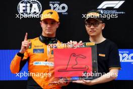Lando Norris (GBR) McLaren celebrates pole position in Sprint qualifying parc ferme. 19.04.2024. Formula 1 World Championship, Rd 5, Chinese Grand Prix, Shanghai, China, Sprint Qualifying Day.