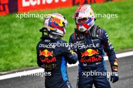 Race winner Max Verstappen (NLD) Red Bull Racing (Right) celebrates with third placed team mate Sergio Perez (MEX) Red Bull Racing in parc ferme. 21.04.2024. Formula 1 World Championship, Rd 5, Chinese Grand Prix, Shanghai, China, Race Day.