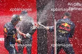 Sergio Perez (MEX) Red Bull Racing celebrates his second position on the podium. 21.04.2024. Formula 1 World Championship, Rd 5, Chinese Grand Prix, Shanghai, China, Race Day.