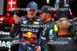(L to R): Winner Max Verstappen (NLD) Red Bull Racing with second placed Lewis Hamilton (GBR) Mercedes AMG F1 in Sprint parc ferme. 20.04.2024. Formula 1 World Championship, Rd 5, Chinese Grand Prix, Shanghai, China, Sprint and Qualifying Day.
