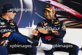 (L to R): Max Verstappen (NLD) Red Bull Racing and Sergio Perez (MEX) Red Bull Racing in the post Sprint FIA Press Conference.