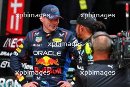 (L to R): Winner Max Verstappen (NLD) Red Bull Racing with second placed Lewis Hamilton (GBR) Mercedes AMG F1 in Sprint parc ferme. 20.04.2024. Formula 1 World Championship, Rd 5, Chinese Grand Prix, Shanghai, China, Sprint and Qualifying Day.