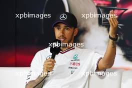 Lewis Hamilton (GBR) Mercedes AMG F1 in the post Sprint FIA Press Conference.