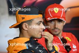 (L to R): Lando Norris (GBR) McLaren and Charles Leclerc (MON) Ferrari in the FIA Press Conference. 18.04.2024. Formula 1 World Championship, Rd 5, Chinese Grand Prix, Shanghai, China, Preparation Day.