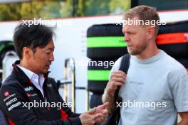 (L to R): Ayao Komatsu (JPN) Haas F1 Team Principal with Kevin Magnussen (DEN) Haas F1 Team. 18.04.2024. Formula 1 World Championship, Rd 5, Chinese Grand Prix, Shanghai, China, Preparation Day.