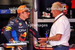 (L to R): Max Verstappen (NLD) Red Bull Racing with Dr Helmut Marko (AUT) Red Bull Motorsport Consultant. 21.06.2024 Formula 1 World Championship, Rd 10, Spanish Grand Prix, Barcelona, Spain, Practice Day.