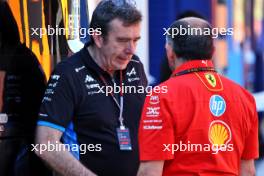 (L to R): Bruno Famin (FRA) Alpine Motorsports Vice President and Alpine F1 Team Team Principal and Frederic Vasseur (FRA) Ferrari Team Principal. 21.06.2024 Formula 1 World Championship, Rd 10, Spanish Grand Prix, Barcelona, Spain, Practice Day.
