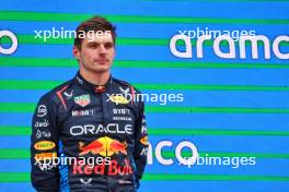 Race winner Max Verstappen (NLD) Red Bull Racing on the podium. 23.06.2024. Formula 1 World Championship, Rd 10, Spanish Grand Prix, Barcelona, Spain, Race Day.