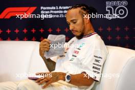 Lewis Hamilton (GBR) Mercedes AMG F1 in the post qualifying FIA Press Conference. 22.06.2024. Formula 1 World Championship, Rd 10, Spanish Grand Prix, Barcelona, Spain, Qualifying Day.