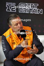 Zak Brown (USA) McLaren Executive Director in the FIA Press Conference. 05.07.2024. Formula 1 World Championship, Rd 12, British Grand Prix, Silverstone, England, Practice Day.