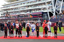 Drivers as the grid observes the national anthem. 07.07.2024. Formula 1 World Championship, Rd 12, British Grand Prix, Silverstone, England, Race Day.