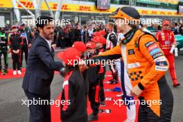 Mohammed Bin Sulayem (UAE) FIA President with Oscar Piastri (AUS) McLaren on the grid. 07.07.2024. Formula 1 World Championship, Rd 12, British Grand Prix, Silverstone, England, Race Day.