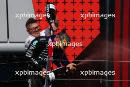 The podium (L to R): Peter Bonnington (GBR) Mercedes AMG F1 Race Engineer and Lewis Hamilton (GBR) Mercedes AMG F1, race winner.  07.07.2024. Formula 1 World Championship, Rd 12, British Grand Prix, Silverstone, England, Race Day.