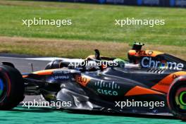 Lando Norris (GBR) McLaren MCL38 celebrates his third position at the end of the race. 07.07.2024. Formula 1 World Championship, Rd 12, British Grand Prix, Silverstone, England, Race Day.
