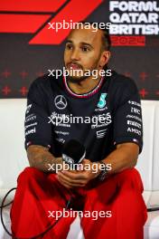 Lewis Hamilton (GBR) Mercedes AMG F1 in the post race FIA Press Conference. 07.07.2024. Formula 1 World Championship, Rd 12, British Grand Prix, Silverstone, England, Race Day.