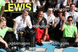 Race winner Lewis Hamilton (GBR) Mercedes AMG F1 celebrates with the team. 07.07.2024. Formula 1 World Championship, Rd 12, British Grand Prix, Silverstone, England, Race Day.