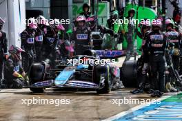 Esteban Ocon (FRA) Alpine F1 Team A524 makes a pit stop. 07.07.2024. Formula 1 World Championship, Rd 12, British Grand Prix, Silverstone, England, Race Day.