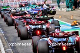 Lewis Hamilton (GBR) Mercedes AMG F1 W15 in the pits. 06.07.2024. Formula 1 World Championship, Rd 12, British Grand Prix, Silverstone, England, Qualifying Day.