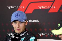 George Russell (GBR) Mercedes AMG F1 in the post qualifying FIA Press Conference. 06.07.2024. Formula 1 World Championship, Rd 12, British Grand Prix, Silverstone, England, Qualifying Day.