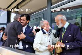 (L to R): Mohammed Bin Sulayem (UAE) FIA President with Jackie Stewart (GBR) and HRH Prince Michael of Kent (GBR). 06.07.2024. Formula 1 World Championship, Rd 12, British Grand Prix, Silverstone, England, Qualifying Day.