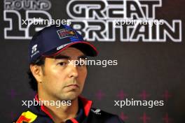 Sergio Perez (MEX) Red Bull Racing in the FIA Press Conference. 04.07.2024. Formula 1 World Championship, Rd 12, British Grand Prix, Silverstone, England, Preparation Day.