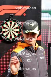 Lando Norris (GBR) McLaren plays darts. 04.07.2024. Formula 1 World Championship, Rd 12, British Grand Prix, Silverstone, England, Preparation Day.