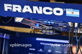 Franco Colapinto (ARG) Williams Racing Academy Driver - pit garage sign. 04.07.2024. Formula 1 World Championship, Rd 12, British Grand Prix, Silverstone, England, Preparation Day.