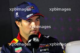 Sergio Perez (MEX) Red Bull Racing in the FIA Press Conference. 04.07.2024. Formula 1 World Championship, Rd 12, British Grand Prix, Silverstone, England, Preparation Day.